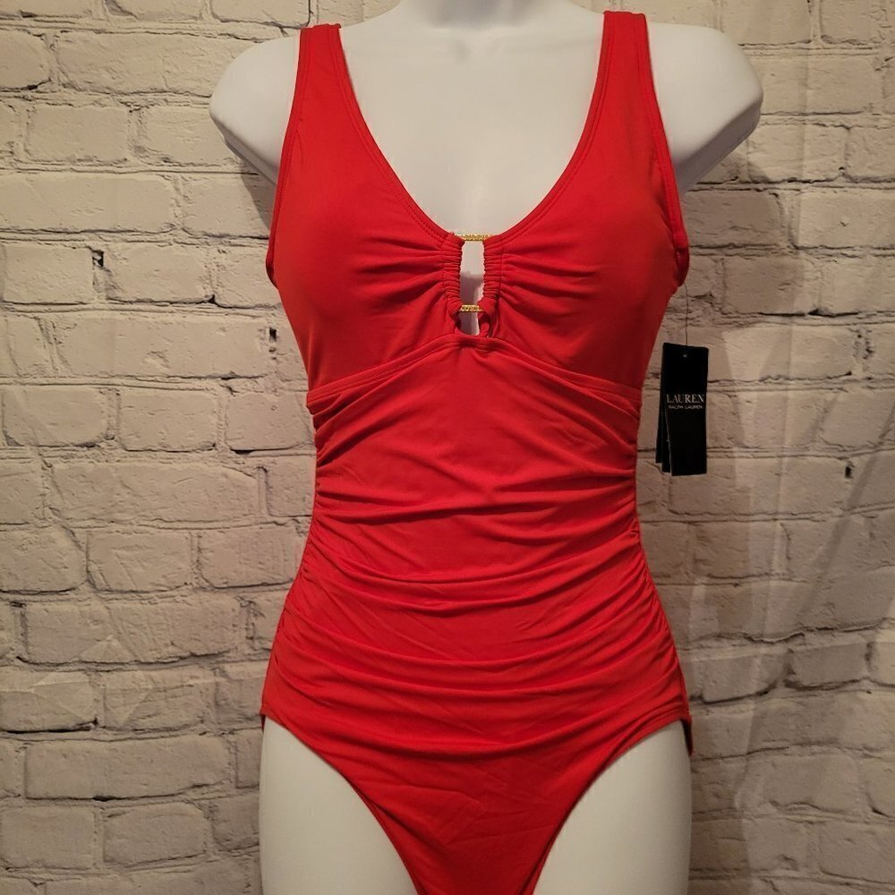 Lauren Ralph Lauren Ring-Detail Underwire Tummy-Control One-Piece